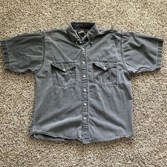 short sleeve grey button down - Picture 1 of 5